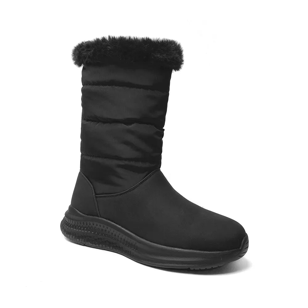 Designer fashion black anti slip winter warmer thigh mid calf boots women