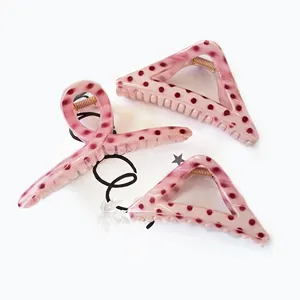 Plastic Triangle Crossed Supersized Nordic Clips Shark Hair Claw 13cm Red Color Clamps Clips For Girl Hair Clips For Children