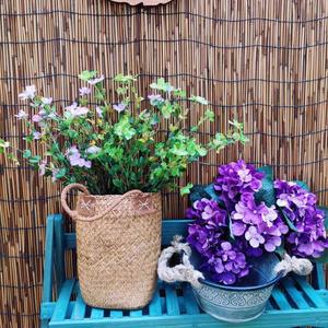 Vase de table Art Déco à double oreille <span class=keywords><strong>en</strong></span> corde de chanvre avec seau <span class=keywords><strong>en</strong></span> fer au design écologique pour décoration de jardin - Product Image 5