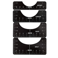 4 Pcs Guide de la règle d'alignement des t-shirts blancs Instrument de dessin technique en plastique pour le kit de couture Outil de placement et d'alignement