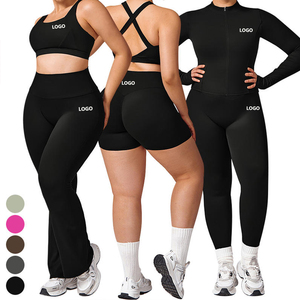Conjunto de 5 Piezas de Ropa Deportiva para Mujer Talla Grande: Pantalones Acampanados, Leggings de Yoga, Shorts de Ciclismo, Chaqueta y Sujetador Deportivo - Product Image 3