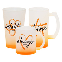 Verres à bière personnalisés avec logo DIY, 11 oz, transparents, givrés, blancs, dégradés, sublimation, verre à bière avec poignée