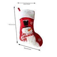 Chaussette de Noël en polyester rouge, brodée au point d'aiguille, avec appliqués de dessins animés vifs et captivants, pour cheminée