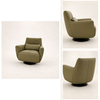 Fauteuil pivotant moderne en cuir rembourré, fauteuil de salon individuel pour coin lecture, personnalisable