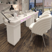 Table et Chaise de Manucure Modernes, Économiques et Simples pour Salon de Beauté, Postes Simple, Double ou Triple
