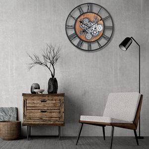 Hiện đại steampunk Đồng hồ treo tường sắt đơn di chuyển bánh Pin hoạt động truyền thống cho phòng khách trang trí nội thất - Product Image 3