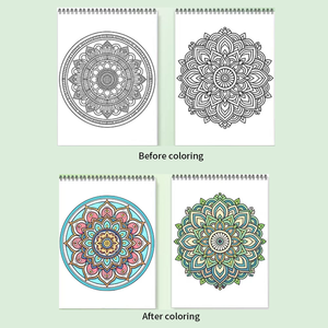 Nuevo <span class=keywords><strong>Libro</strong></span> de Colorear de Mandalas Personalizado con Encuadernación en Espiral, Planificador de Arte para Aliviar el Estrés en Adultos, para Meditación y Ocio Diario - Product Image 3
