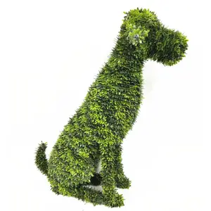 Grosir Kotak Kayu Buatan Hewan Anjing Topiary Bingkai Kawat Topiary untuk Dekorasi Taman