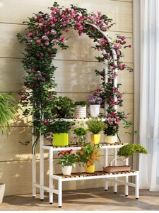 Support de rangement suspendu pour pot de <span class=keywords><strong>fleurs</strong></span> en fer multicouche pour l'extérieur Radis vert Support de rangement pour succulentes Balcon Escalade Vigne Paniers de <span class=keywords><strong>fleurs</strong></span> - Product Image 6