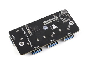 Adaptateur Waveshare PCIe vers USB 3.2 Gen1, conçu pour la carte IO Raspberry Pi Compute Module 4, 4 ports USB haute vitesse K765 - Product Image 1