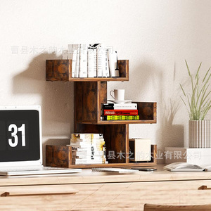 Wooden Multi Tiered <b>Desktop</b> Bookshelf 3 Layers Storage Rack Office Organizer Home Desk Display <b>Shelf</b> - Product Image 2