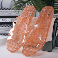 Offre Spéciale tête carrée simple sangle pantoufles pour femmes léger PVC EVA gelée sandales plates pour femmes et dames