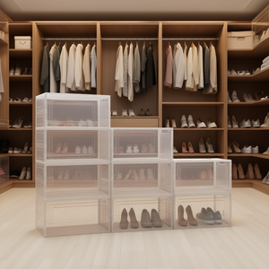 Cajas Apilables para Almacenamiento de Zapatos, Transparentes, Blancas, Paquete de 9, Talla Estadounidense 13, Organizador para Colección de Zapatos - Product Image 2