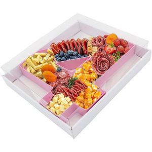 ถาดใส่อาหารรูปสี่เหลี่ยมผืนผ้าสีชมพูขนาด 12.5 นิ้ว ทำจากกระดาษแข็ง สำหรับใส่ของตกแต่งงานปาร์ตี้ - Product Image 1