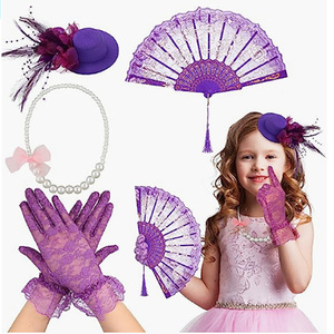 Neuer Stil Plastik-Faltfächer im europäischen Design für Mädchen-Geburtstagsfeiern, Kinder-Teepartys, kleiner Hut-Kopfschmuck, Spitzen-Faltfächer - Product Image 3