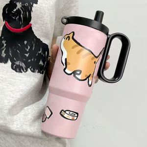 Taza aislada con mango de jefe gigante de dibujos animados, luz de lujo, alta apariencia, taza para beber doble portátil de acero inoxidable 316 'Ice King' - Product Image 5