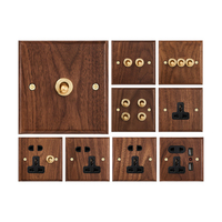 Interruptor de latón vintage de madera maciza de estilo norteamericano, 1 Banda, 3 vías y enchufe de pared, interruptor estándar del Reino Unido