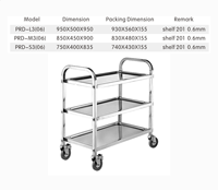 Chariot de service de cuisine professionnelle en acier inoxydable avec roulettes pivotantes verrouillables