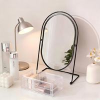Miroir de Maquillage de Bureau Grand Format Réglable en Fer Forgé, Style Art Déco Moderne et Luxueux, Haute Définition, Idéal pour Dortoir Étudiant ou Mariage Simple