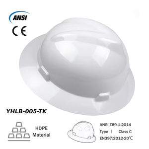 خوذة سلامة للبناء من البولي إيثيلين عالي الكثافة معتمدة وفقًا لمعيار ANSI Z89.1-2014، خوذة صلبة بحافة كاملة بـ 6 نقاط، متوفرة باللون الأحمر والأبيض والأصفر والأزرق - Product Image 2