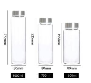 Usine de verre borosilicaté 500ml 750ml 1000ml Bouteille en verre à large ouverture Jus de café Thé Bouteille d'eau en verre Bouteille en verre personnalisée - Product Image 2