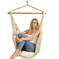 Fauteuil suspendu pliable portable gris foncé en bois et coton avec coussin – Confort nordique moderne pour intérieur/extérieur et chambre à coucher