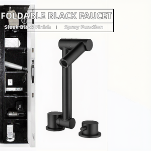 Foldable Black Modern Single Handle Ceramic Valve Core Kitchen <strong>Faucet</strong> with Pull Spray Deck Mounted Stainless Steel for <strong>RV</strong> Use - Product Image 2