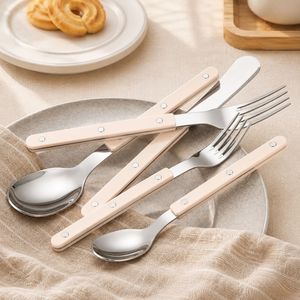 Retro Riveted 430 SS Cutlery <b>Set</b>, Steak Knife Fork Spoon with Willow Nail Handle, Butter Scraper <b>Restaurant</b> Flatware - Product Image 2