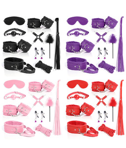 Ensemble de attaches BDSM pour <span class=keywords><strong>lit</strong></span>, liens pour chevilles et poignets, fouet, cordes et équipement de bondage pour chambre à coucher, cadeaux sexy pour couples - Product Image 1