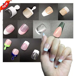 Puntas de uñas de doble Color duraderas, cobertura completa, 2 en 1, venta al por mayor, acrílicas, para francés