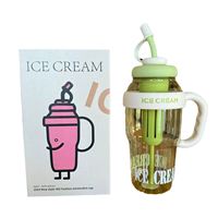 Grande gourde de sport et de camping de 1300 ml, mignonne gourde à eau pour enfants, bouteille en plastique avec paille pour l'été