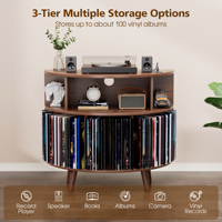 3-stufiger Schallplattenspieler-Ständer mit Steckdose, 80 cm Holz-Plattenspieler-Tisch für Wohnzimmer und Musikzimmer