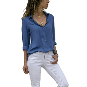 Camicette da donna <span class=keywords><strong>eleganti</strong></span> camicetta in Chiffon da lavoro con colletto rovesciato a maniche <span class=keywords><strong>lunghe</strong></span> camicetta Casual top - Product Image 3