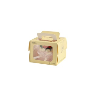 Vente en gros de boîte à emporter portable de qualité alimentaire avec logo personnalisé boîte à gâteau avec poignée version coréenne fenêtre boîte d'emballage de gâteau d'anniversaire - Product Image 2
