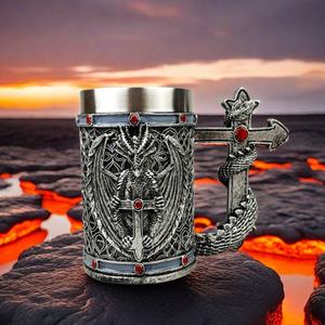 Nuova Tazza Drago Volante in Acciaio Inox Bafengte per Whisky Birra Caffè Festa Bar Tazze da Birra in Resina a Forma di Croce - Product Image 5