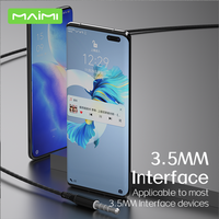 Maimi earphone musik aluminium hifi, headset stereo dalam telinga 3.5mm dengan mikrofon dan kabel untuk ponsel