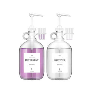 Botella dispensadora de jabón de vidrio transparente de gran capacidad de 2 litros y 67,6 Oz con bombas para detergente líquido suavizante de telas - Product Image 1