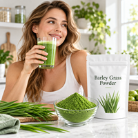 Poudre d'herbe d'orge naturelle LongBio, poudre de feuilles de jeunes pousses d'orge (Hordeum Vulgare), superaliment vert, complément alimentaire et boisson, en vrac, OEM