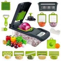 Multifunctionele handmatige plastic groentehakker, rasp, snijder, keukenmes, knoflookhakker