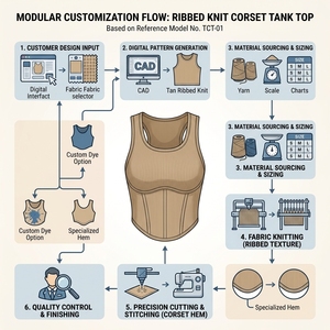 Débardeur de sport décontracté grande taille pour <span class=keywords><strong>femme</strong></span>, col U, <span class=keywords><strong>sans</strong></span> manches, en tricot côtelé, style corset, avec logo personnalisé, vente en gros, pour la gym - Product Image 6