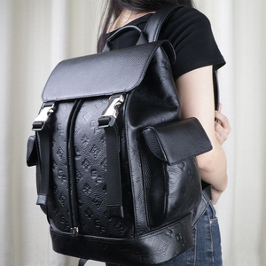 Men PU Leather <b>Backpack</b> <b>Large</b> Capacity Travel Laptop <b>Backpack</b> Embossed Casual Outdoor Daypack With Side Pockets - Product Image 6