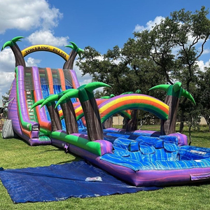 Scivolo d'Acqua Gonfiabile Gigante <span class=keywords><strong>per</strong></span> <span class=keywords><strong>Feste</strong></span> all'Aperto, Castello Gonfiabile con Scivolo Acquatico Tropicale Lungo <span class=keywords><strong>per</strong></span> Bambini e <span class=keywords><strong>Adulti</strong></span> - Product Image 1