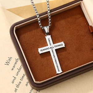 Collana di gioielli amuleti Unisex alla moda collana con ciondolo croce cristiana lucida In acciaio inossidabile lucida collana con ciondolo In-Stock - Product Image 1
