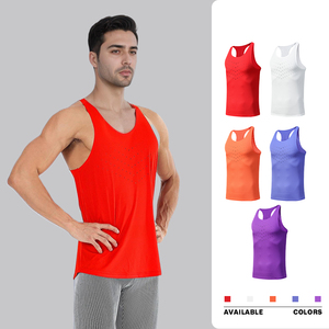 Men Seamless Marathon <b>Singlet</b> Lightweight <b>Running</b> Vest Breathable Polyester Stringers Good Quality Gym Sport Bonded tank Top - Product Image 1