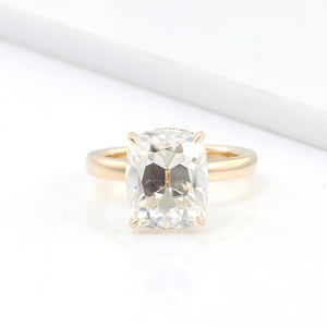 Anillo de boda para mujer, sortija larga, oro amarillo de 14 quilates, 14k, piedra preciosa, 9x11mm - Product Image 1