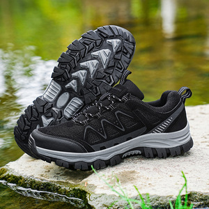 Chaussures de randonnée pour hommes, bleues, 02503, antidérapantes, résistantes à l'usure, pour le camping, l'alpinisme, talon plat, lacets avant - Product Image 3