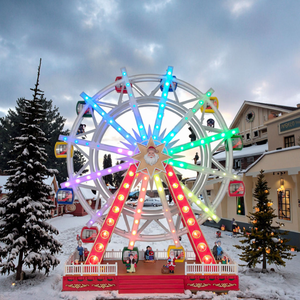 Décorations de Noël LED en forme de grande roue avec fonction rotative, 8 chansons de Noël, adaptateur inclus, en plastique, style classique artificiel - Product Image 5