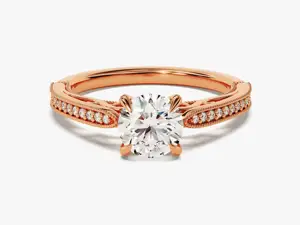 Anello con diamante di fidanzamento in oro 14K 18k rotondo con lastricato con anello di mezza eternità