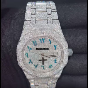 Pass Diamond Tester Hip Hop Glacé Mouvement Automatique Fait À La Main En Acier Inoxydable Moissanite Diamant Montre Mécanique - Product Image 6