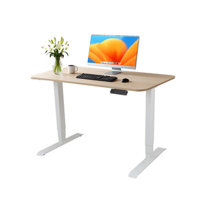 Nate Height <b>Adjustable</b> Computer Desk Dual Motor White Frame Wooden Top Standing Desk - Product Image 5